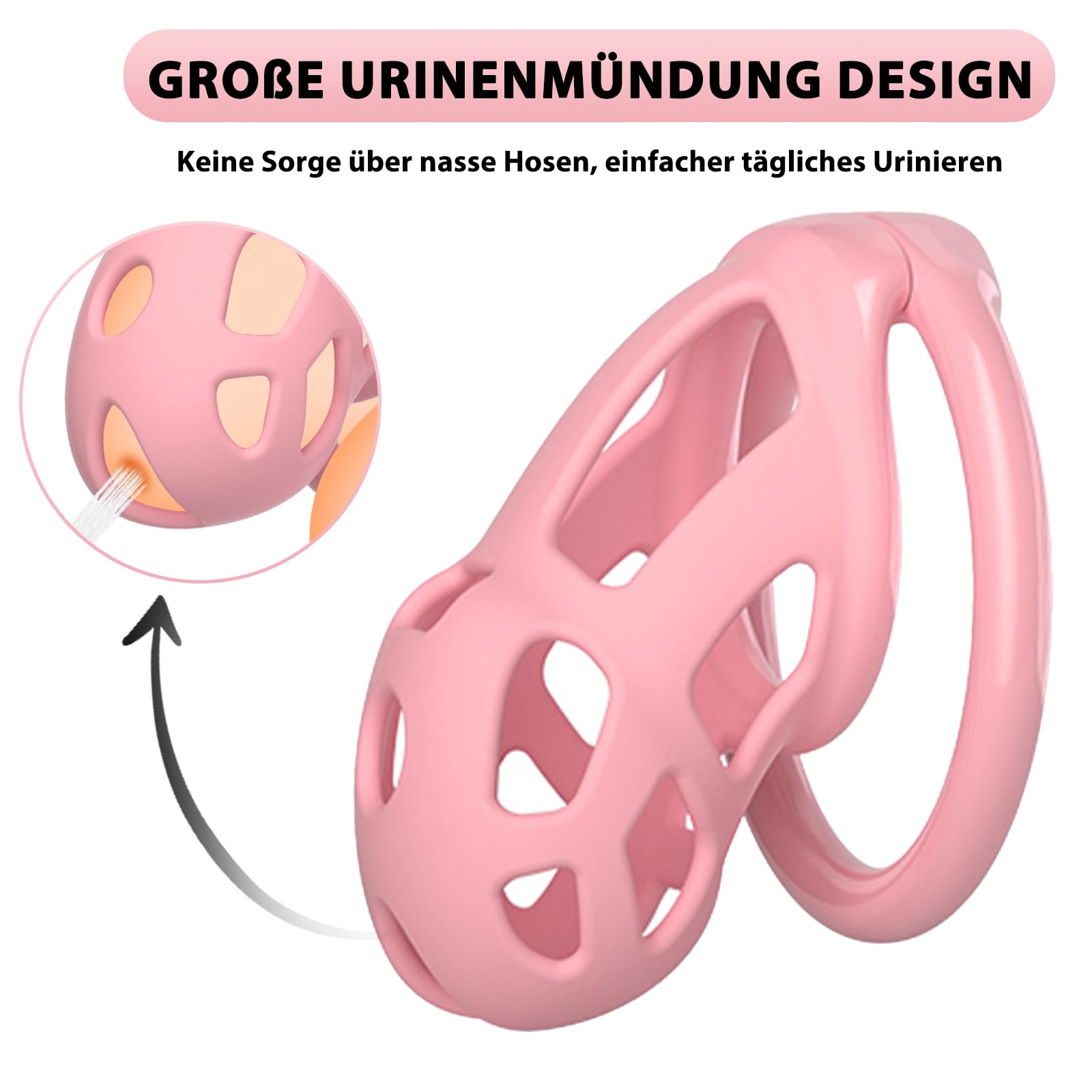 BDSMLOVE Jaula de castidad Jaula para pene Jaula de castidad con 4 anillos para testículos, cinturón de castidad Set de juguetes sexuales fetichistas para hombres (M)