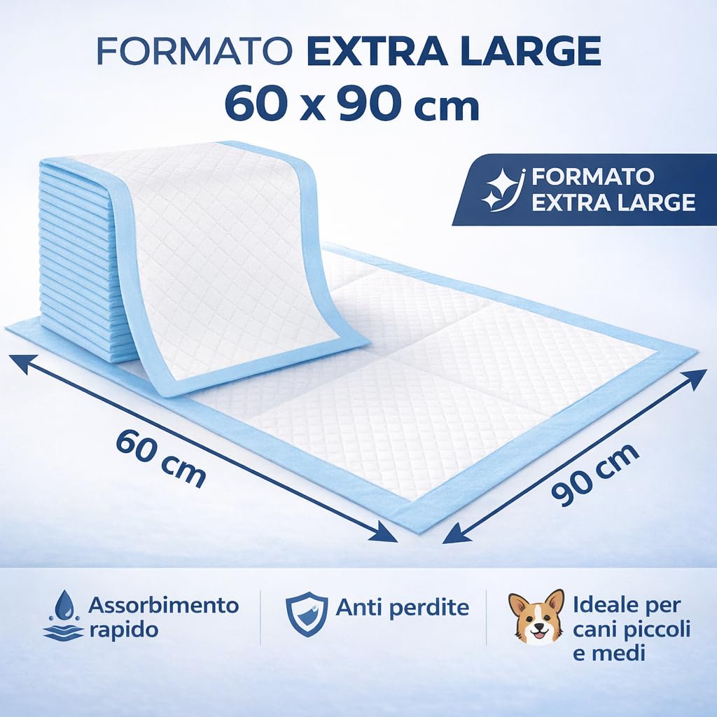 FRANDEA Traversine Igieniche per Cani 60x90 Assorbenti Tappetini 40 Pezzi | Impermeabili, ideali per addestramento cuccioli, cani incontinenti e uso interno su ogni pavimento