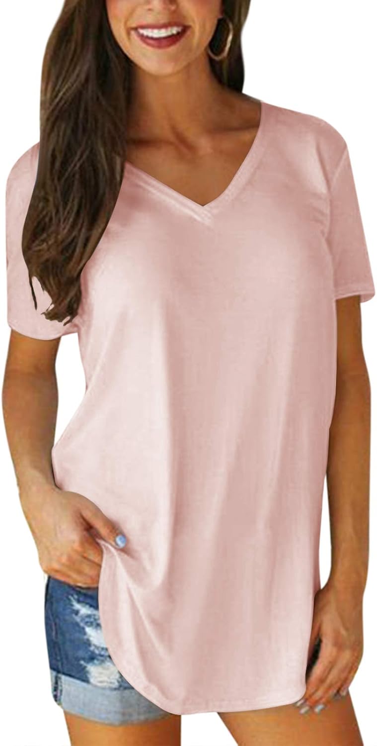 VONDA Dames Tshirt Korte Mouw Zomer Tops Vhals Casual Shirts Blouse A