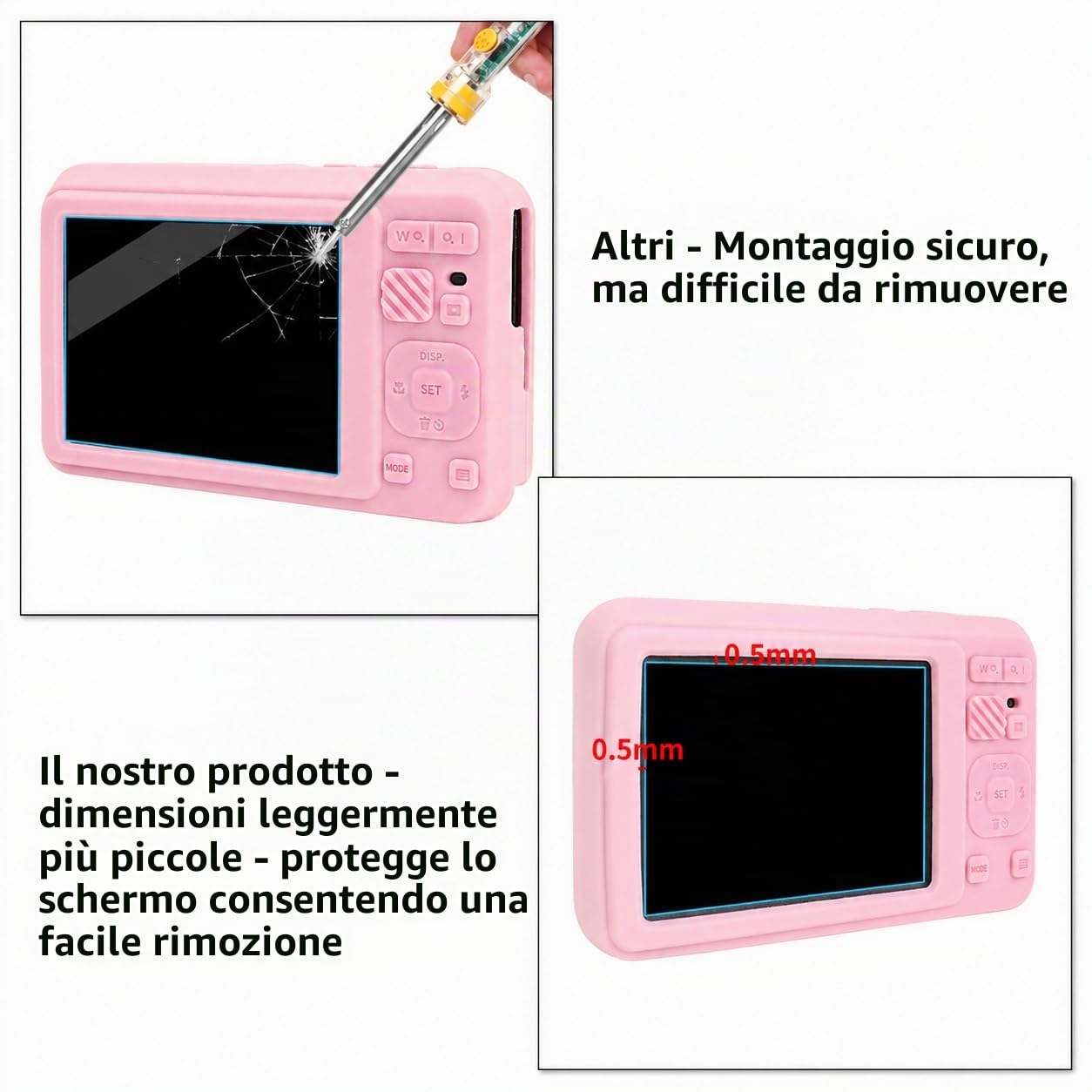 Rieibi Custodia in silicone per Kodak PIXPRO FZ55 fotocamera, accessori per Kodak PIXPRO FZ55 Custodia Protettiva include 2 pellicole protettive, copriobiettivo rimovibile, design antiscivolo, rosa