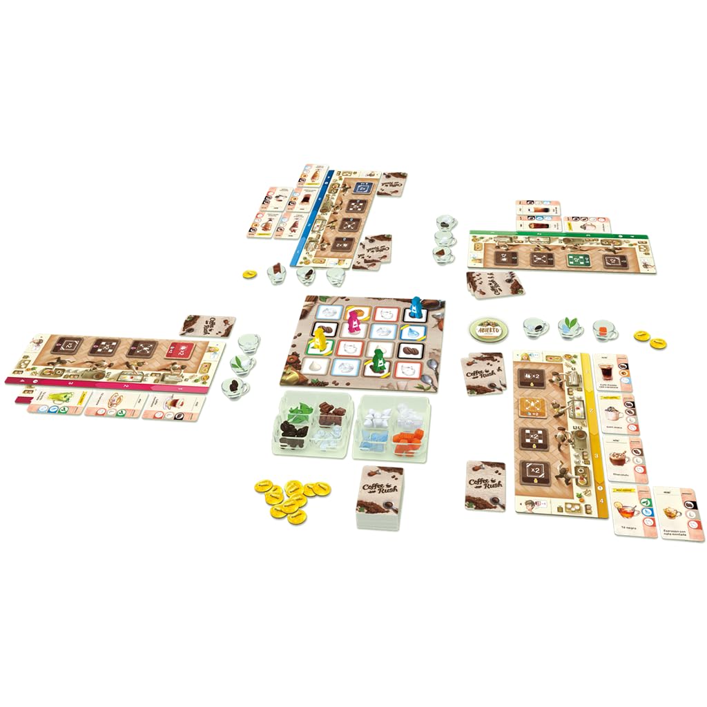 Korea Board Games Coffee Rush, Juego de Mesa de Estrategia para Adultos y Familias, Conviértete en el Mejor Barista, A Partir de 8 Años, De 2 a 4 Jugadores, 30 Minutos por Partida, Español