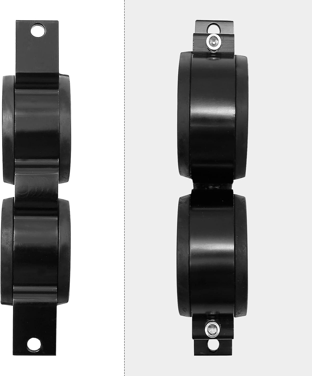 MDEOOSKY Billet Aluminum Dual Fuel Pump Clamp, Black Fuel Pump Bracket 55mm to 70mm Mounting Bracket, Replacement for Bosch 044 380LP