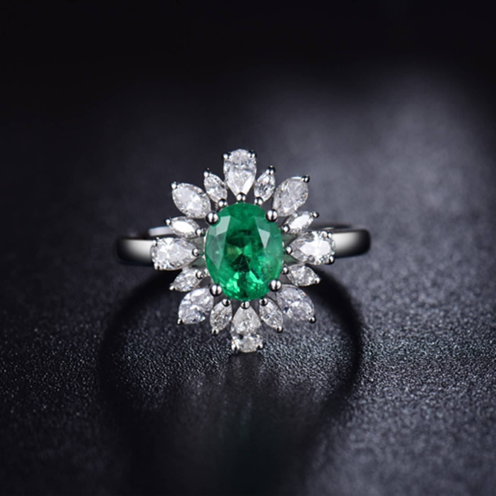 Anillos de piedras preciosas para mujer, oro de 18 quilates/plata de ley 925, moissanita/circonita cúbica y esmeralda creada en laboratorio, anillo de compromiso de 1 ct, esmeralda sintética Moissanite
