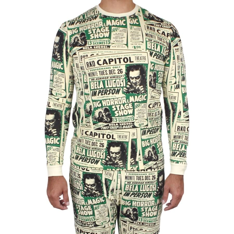 Creepy Co. Bela Lugosi Poster Pajama Set – Classic Dracula Horror Sleepwear for Adults – Soft Cotton Blend PJs2