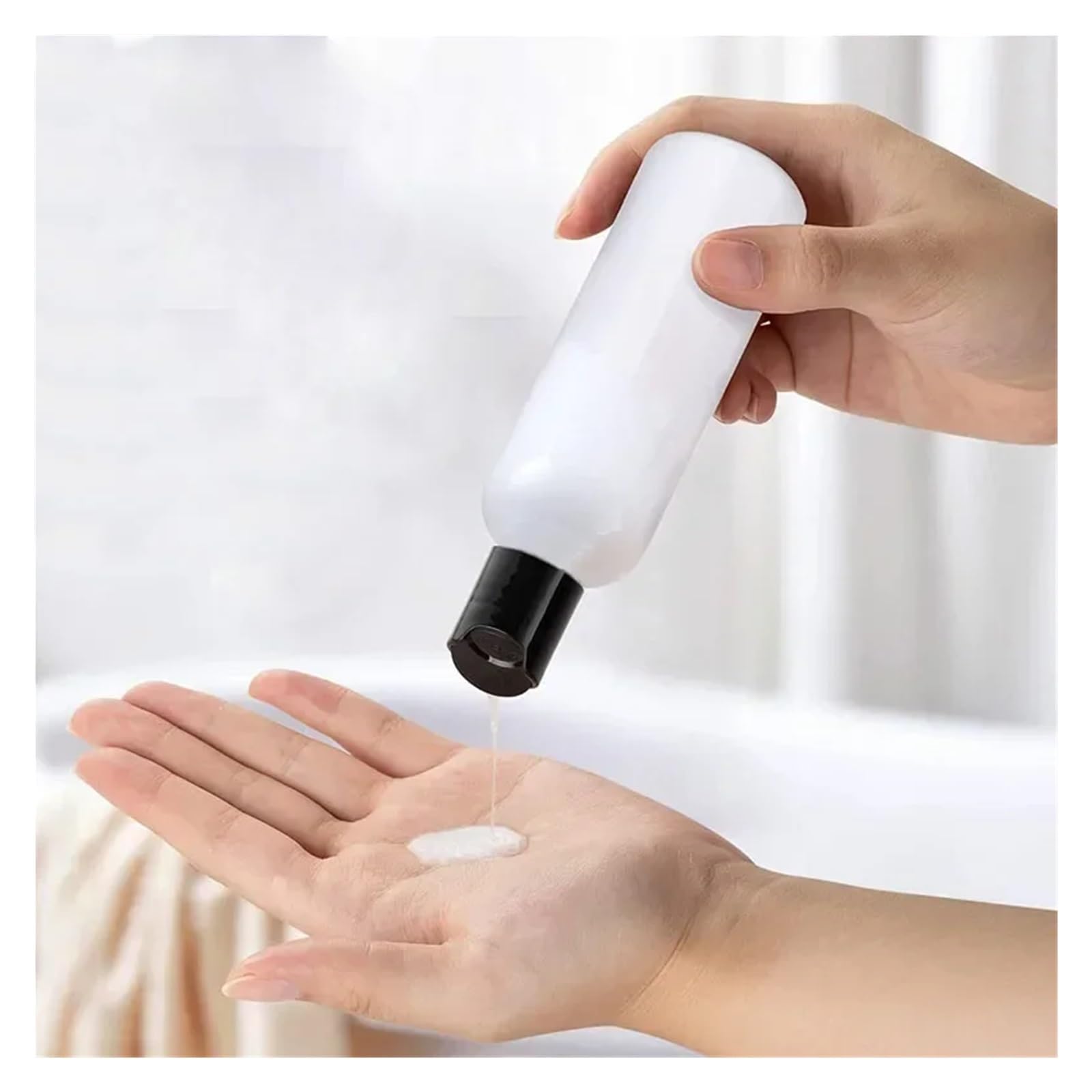 Rellenar Botella Cosmetica Vacio 10 botellas de plástico transparente de 30 ml a 100 ml con tapas abatibles con forma de disco, envases de viaje rellenables for cremas, champús y lociones For Travel,