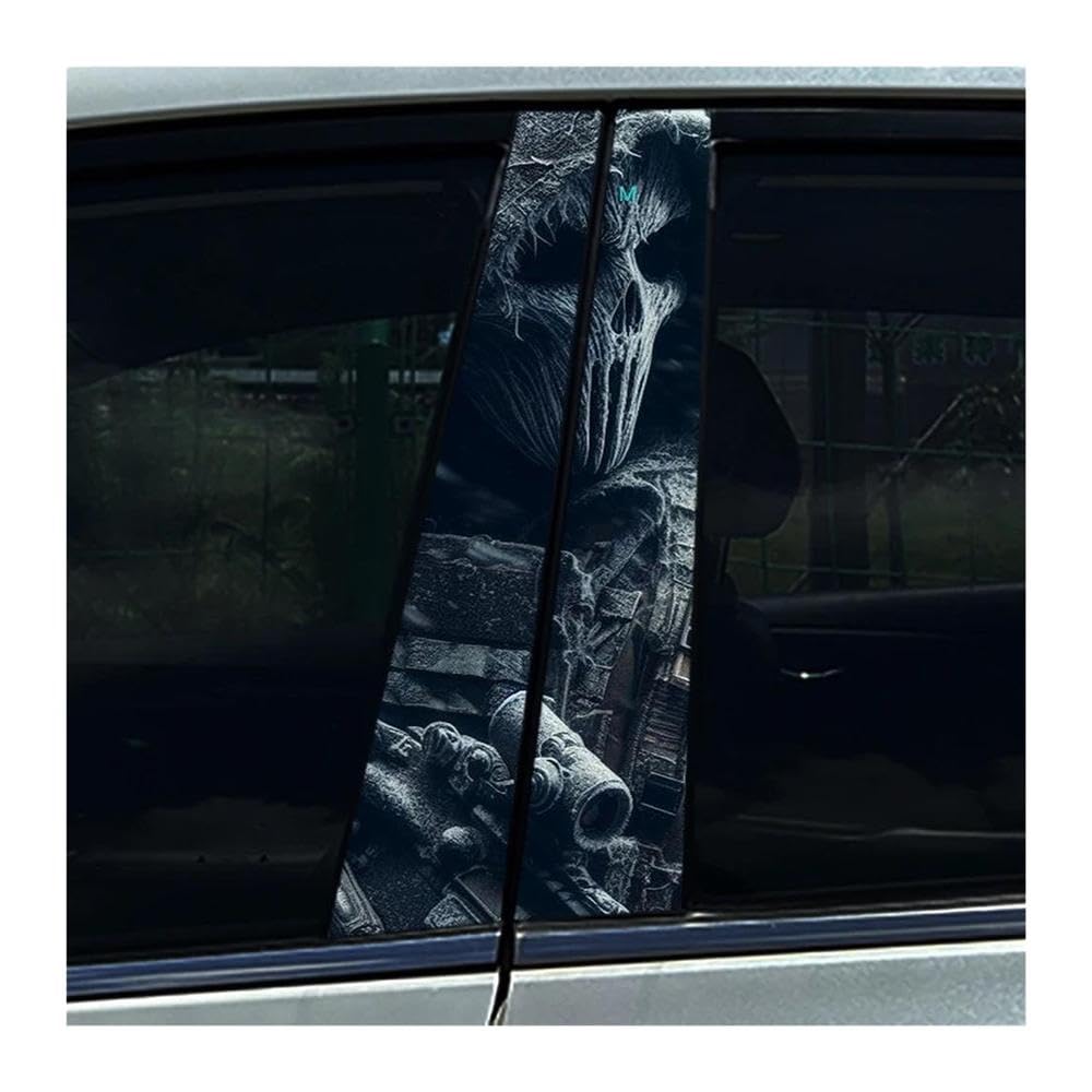 Body Parts 2pcs Skeleton Couple Skull Car B-Pillar Stickers Car Center Column Waterproof Decals(E)
