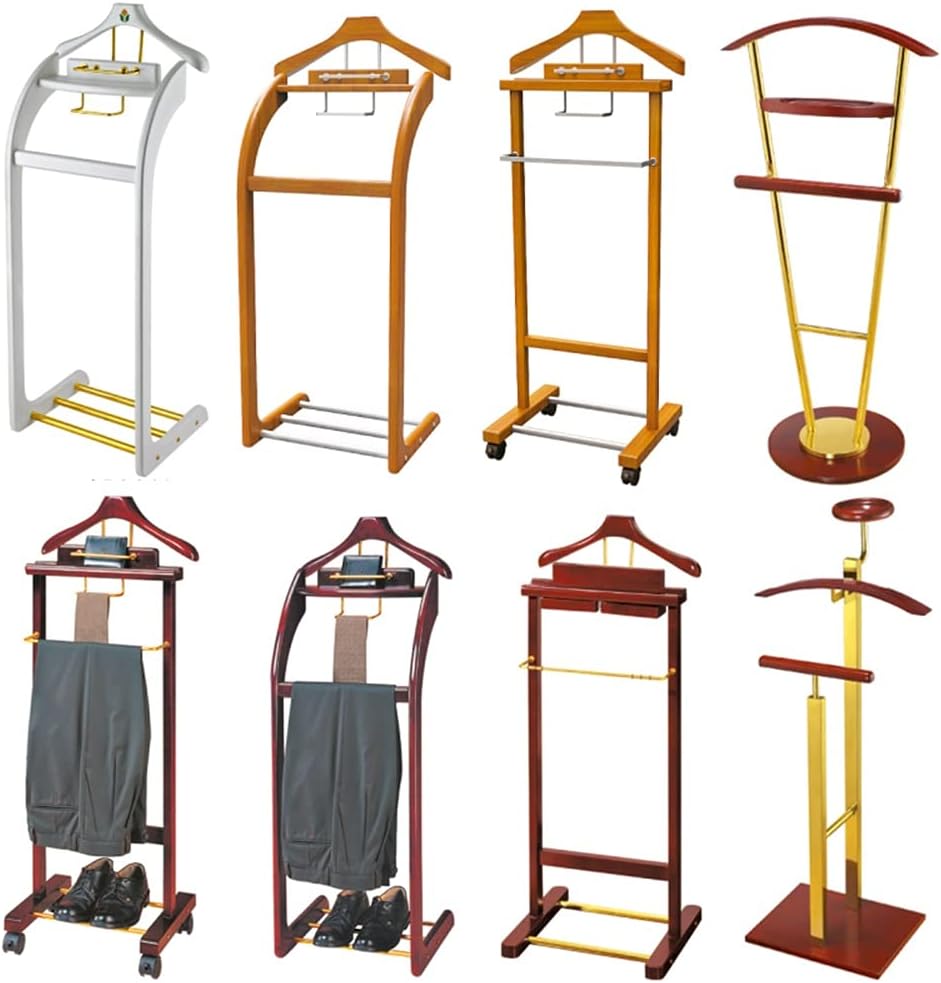 Wooden Wardrobe Valet Stand - Versatile Clothes Rack for Hotels, Dorms & Offices, Stylish Suit & Garment nizer, 17 Elegant Designs Available