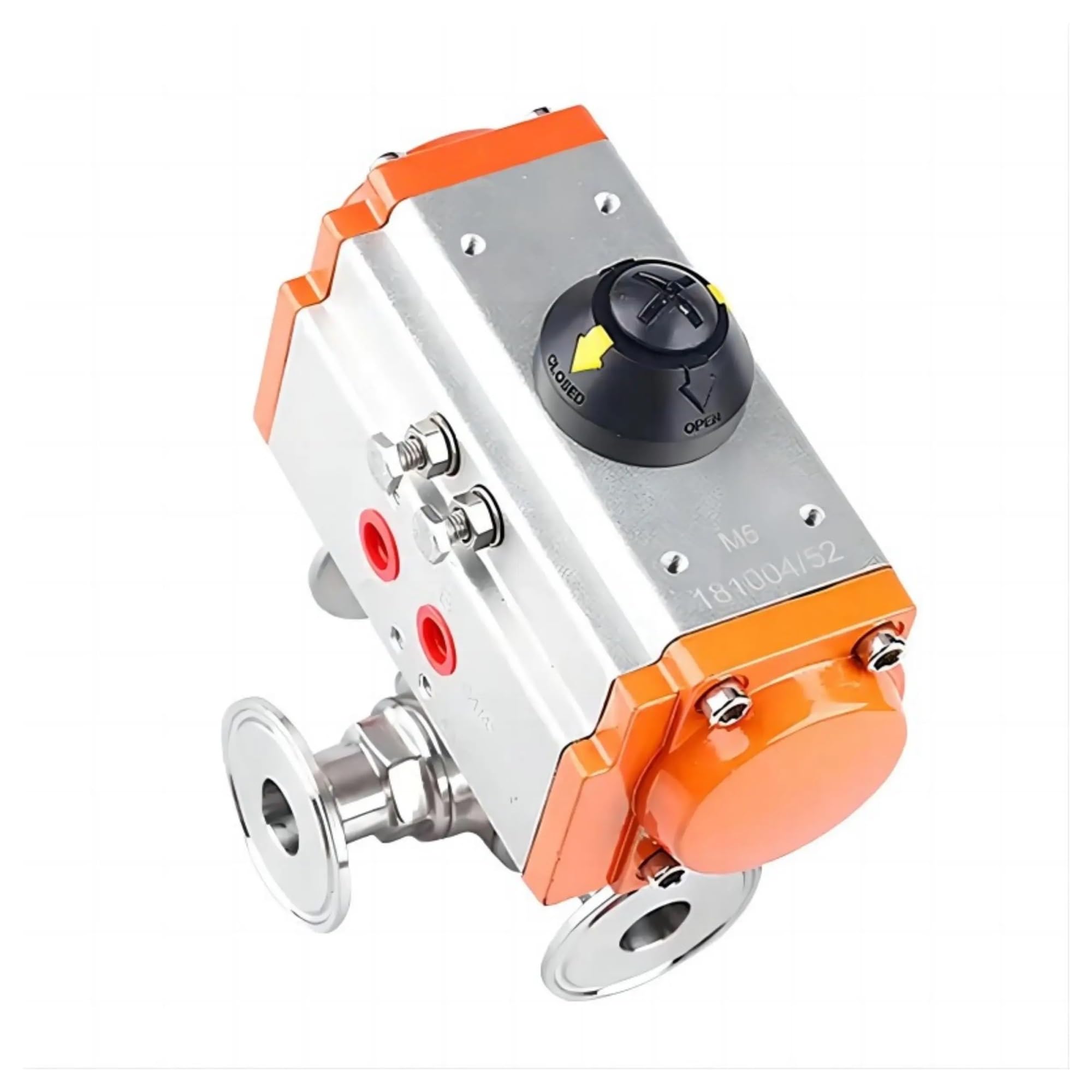CXFCIHFT 25mm 3 Way Pneumatic Ball Valve Tri Clamp Ferrule Type Double Acting Cylinder