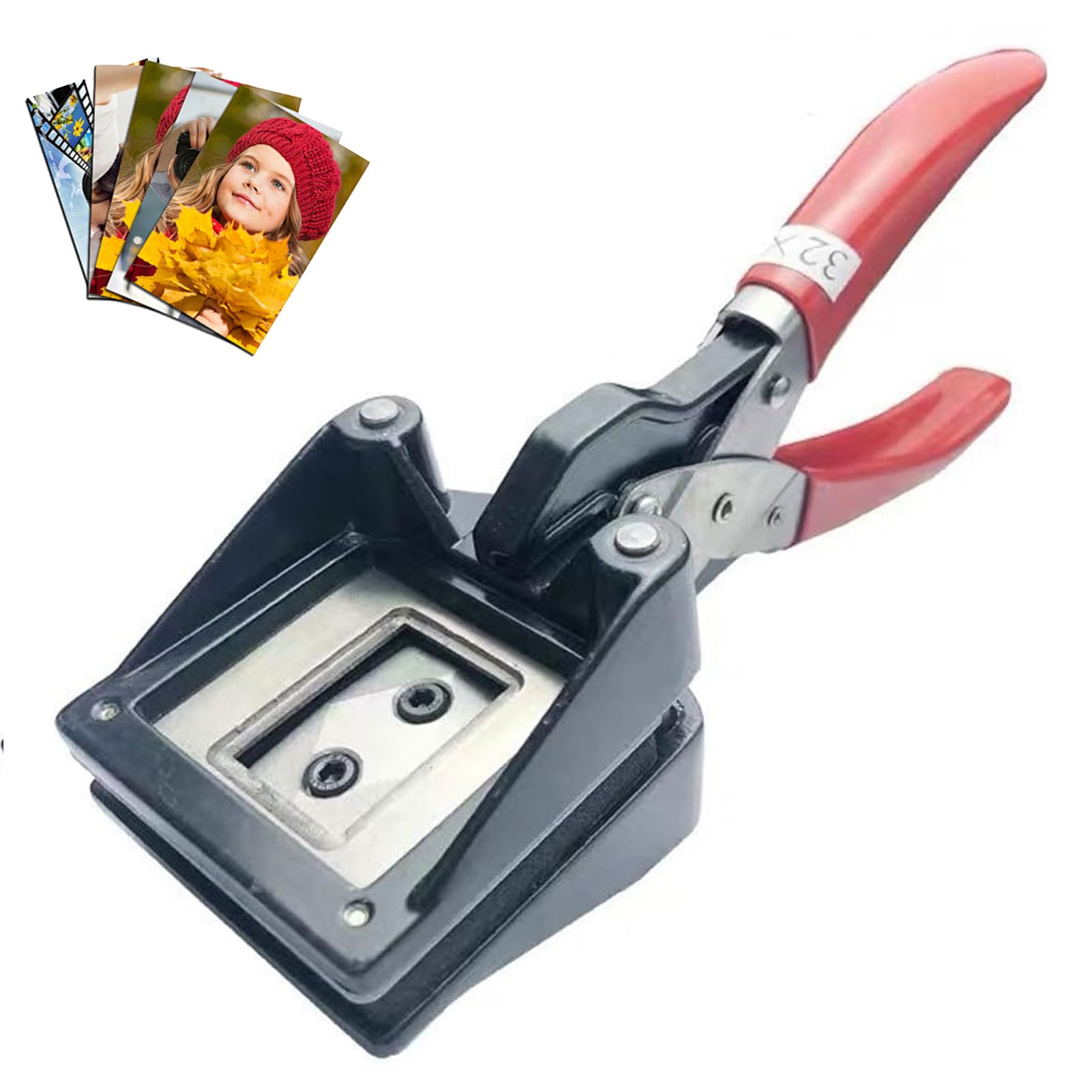 Passport Photo Cutter, Handheld Metal Tool with Ergonomic Handle, Multiple Size ID Photo Cutting Tool for Crafts & Business Cards, Precise Right Angle 40x50mm