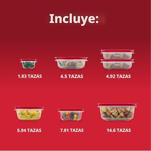 Miniatura 6 de Rubbermaid EasyStore - Contenedores cuadrados y redondos, juego de 14 piezas, contenedores de almacenamiento de alimentos, recipientes de