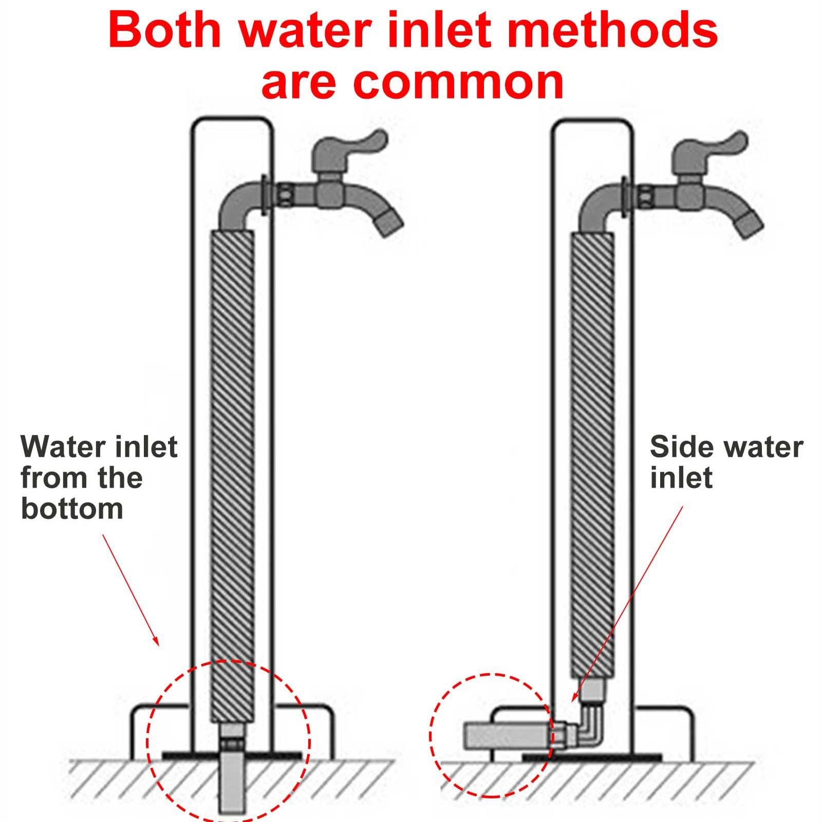 Colonna d'Acqua da Giardino Quadrata Verticale in Acciaio Inossidabile 304 con Rubinetto e Supporto per Tubo Flessibile, Rubinetto Indipendente(80cm/31in)