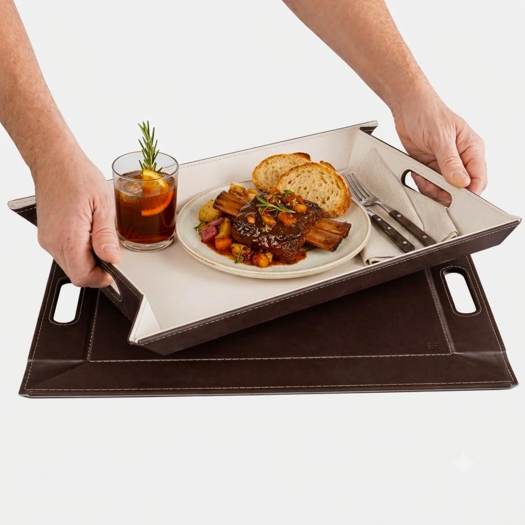 2-in-1 Serving Tray &amp; Placemat | Faux Leather &amp; Reversible