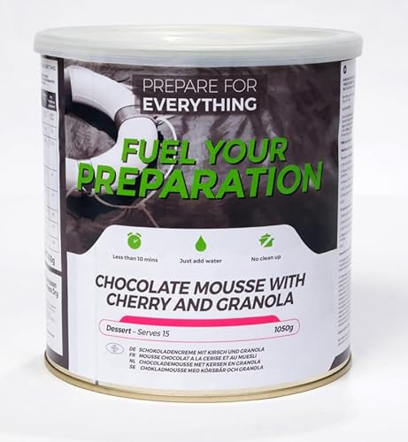 Fuel Your Preparation – Schokoladenmousse mit Kirschen und Granola – 15 Portionen – 1.050 g | Haltbarkeit 25 Jahre | Fuel Your Preparation – Schokoladenmousse mit Kirschen und Granola – 15 Portionen – 1.050 g | Haltbarkeit 25 Jahre |