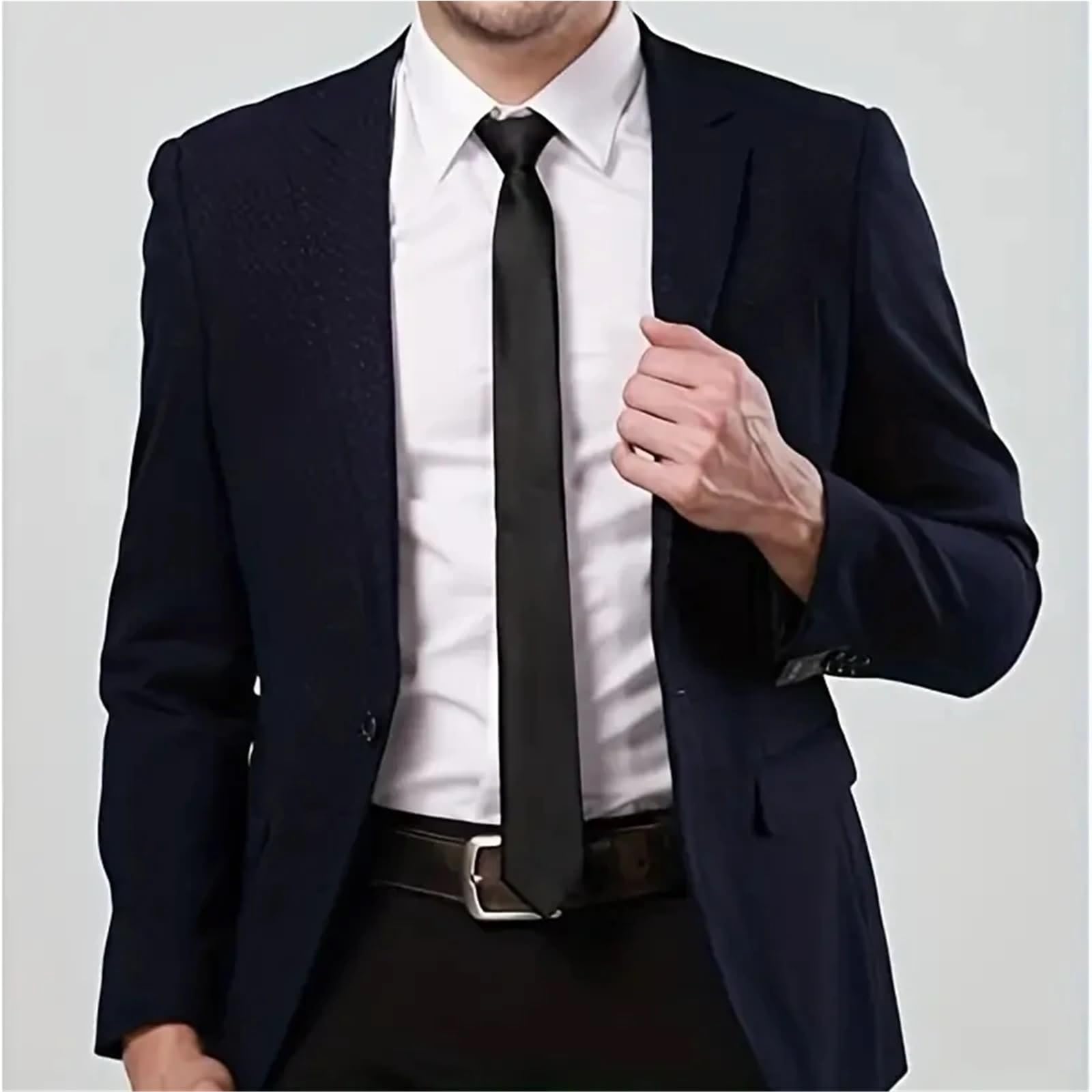 3 pièces Simple et décontracté 5CM cravate hommes d'affaires formels étudiants étroits couleur unie Pour Travail
