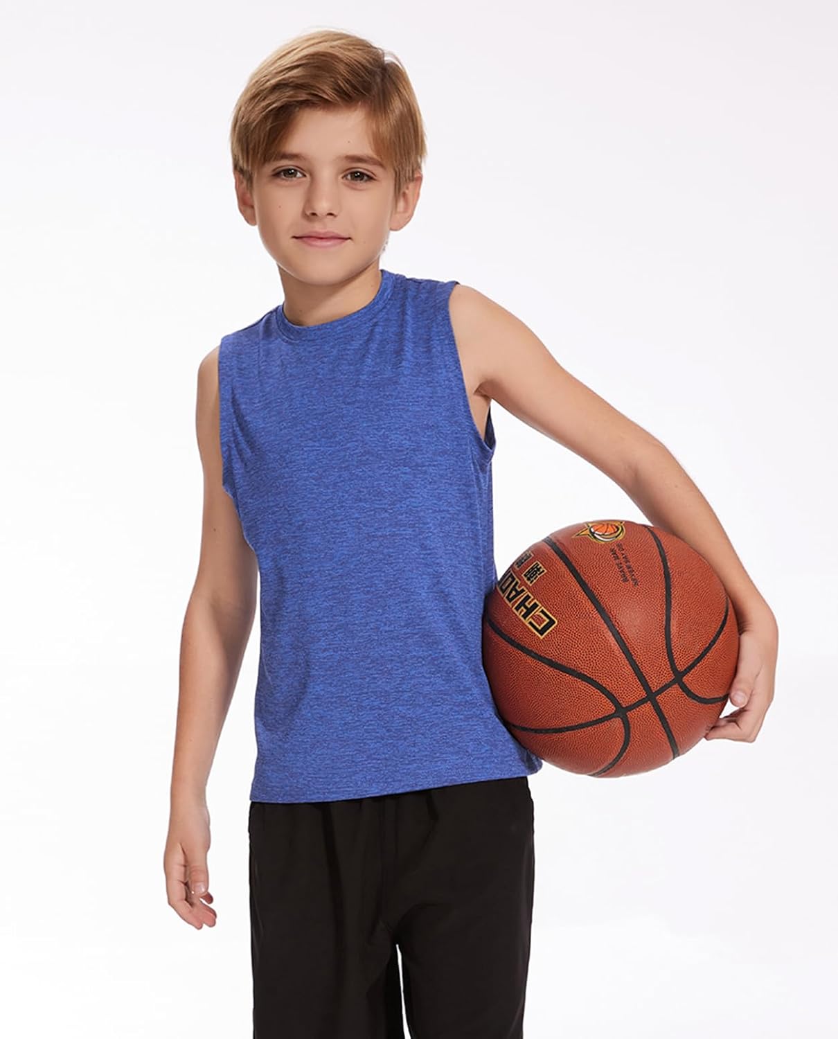 Star Vibe 5 Pack Boys Tank Tops Dry-Fit, Moisture Wicking Active Athletic Shirts Sleeveless Performance T-Shirts for Kids - Image 2