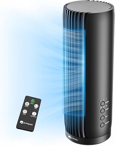 DR.PREPARE Ventiladores de escritorio para dormitorio, ventilador de mesa portátil de 12 pulgadas, ventilador silencioso de 28 dB con control