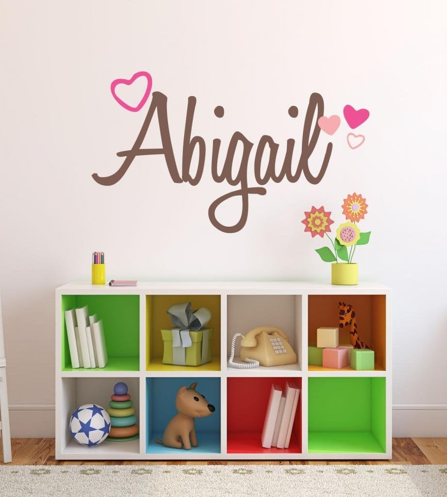 Nursery Custom Name Hearts Wall Decal Sticker, 45" W Girl Name Wall Decal, Girls Name, Wall Decor, Personalized, Girls Name Decor, Girls Nursery, Girls Bedroom, Plus Free White Hello Door Decal