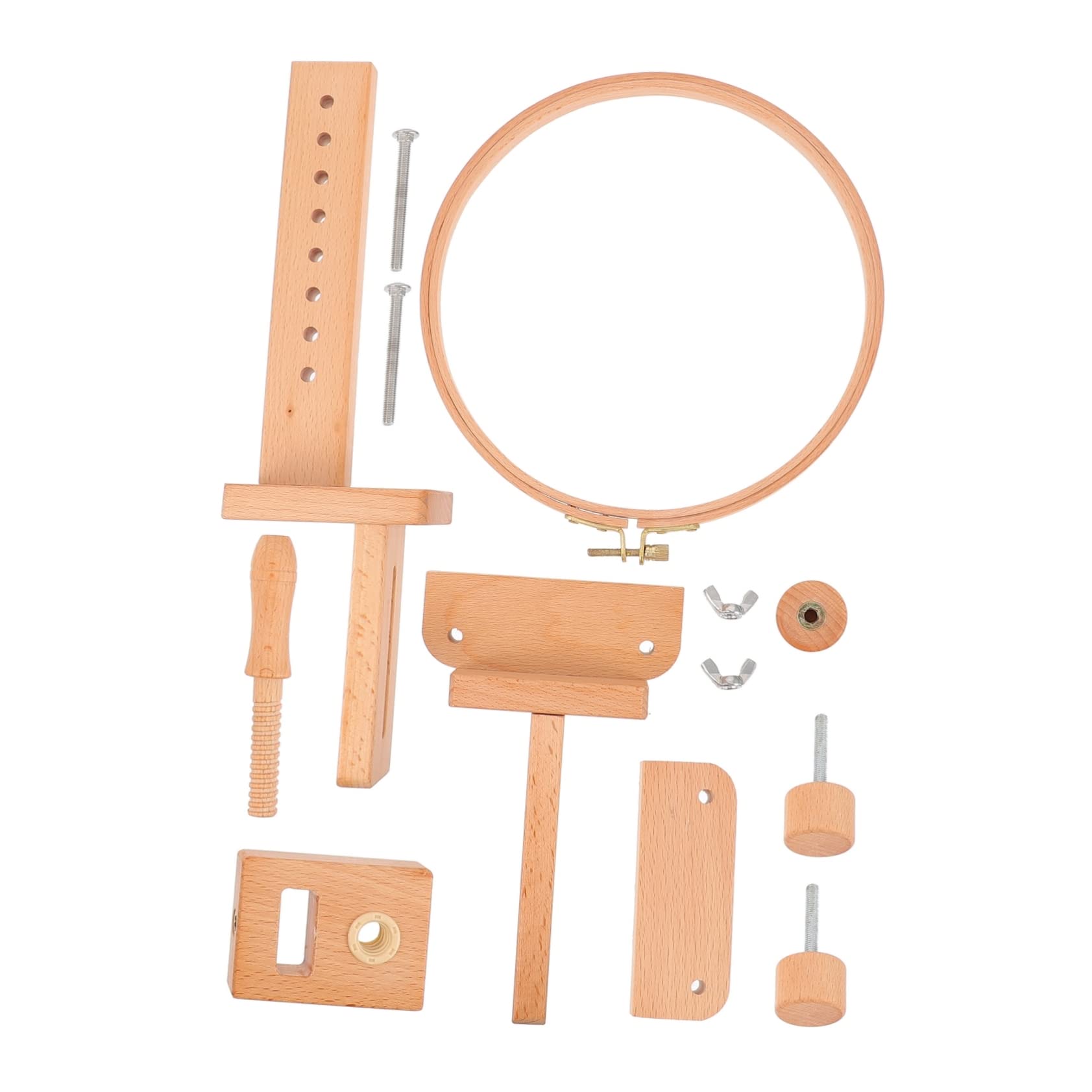 UTHCLO Bastidor de Bordado de Madera Ajustable para Mesa, Soporte Rotatorio 360° 20 Aros para Punto de Cruz, Herramienta Artesanal para Manualidades DIY para Aficionados y Principiantes