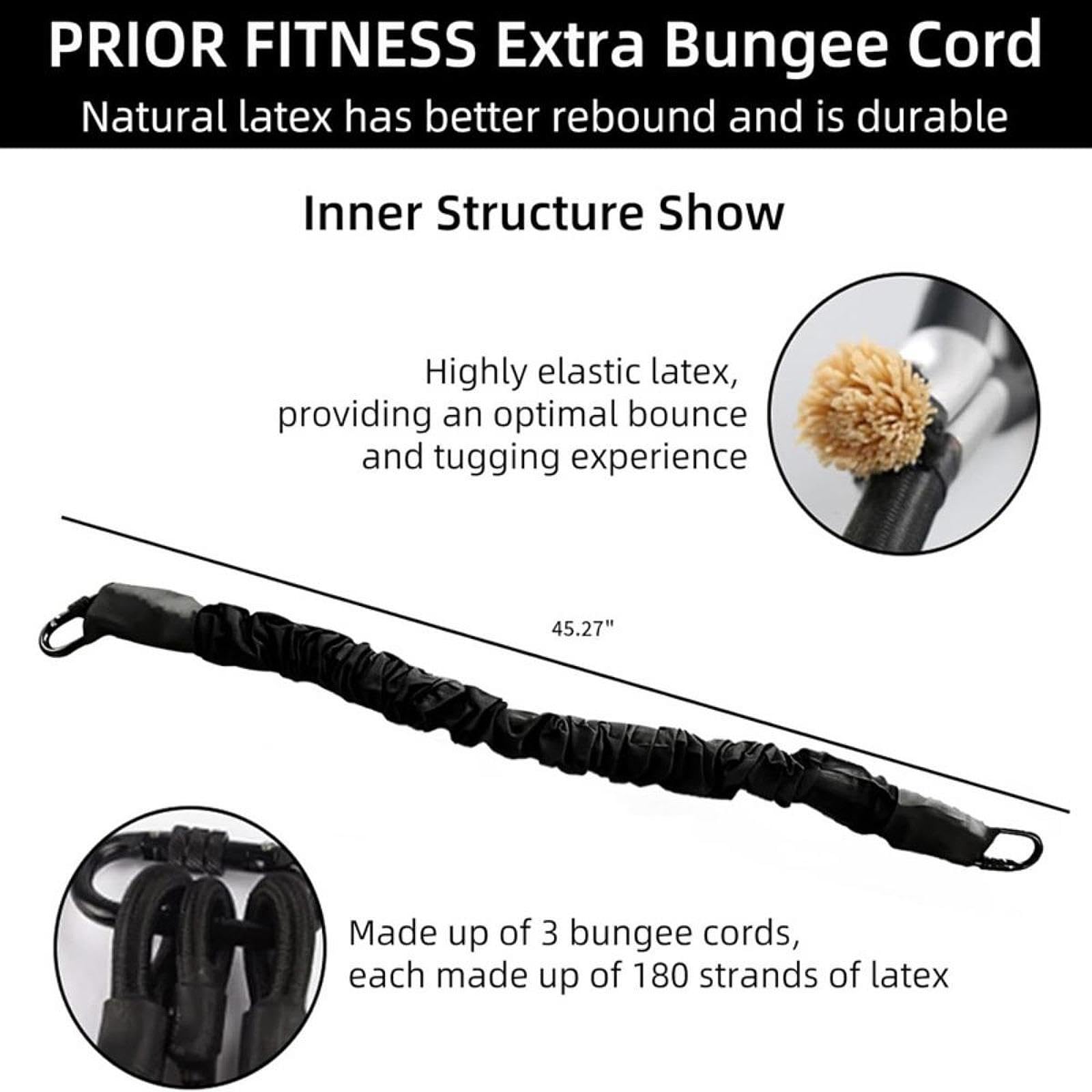 Banda de Resistencia Bungee Cuerda de Resistencia Fuerte con Mosquetón de Pilates Cinturón Elástico Antigravedad para Ejercicios Interior