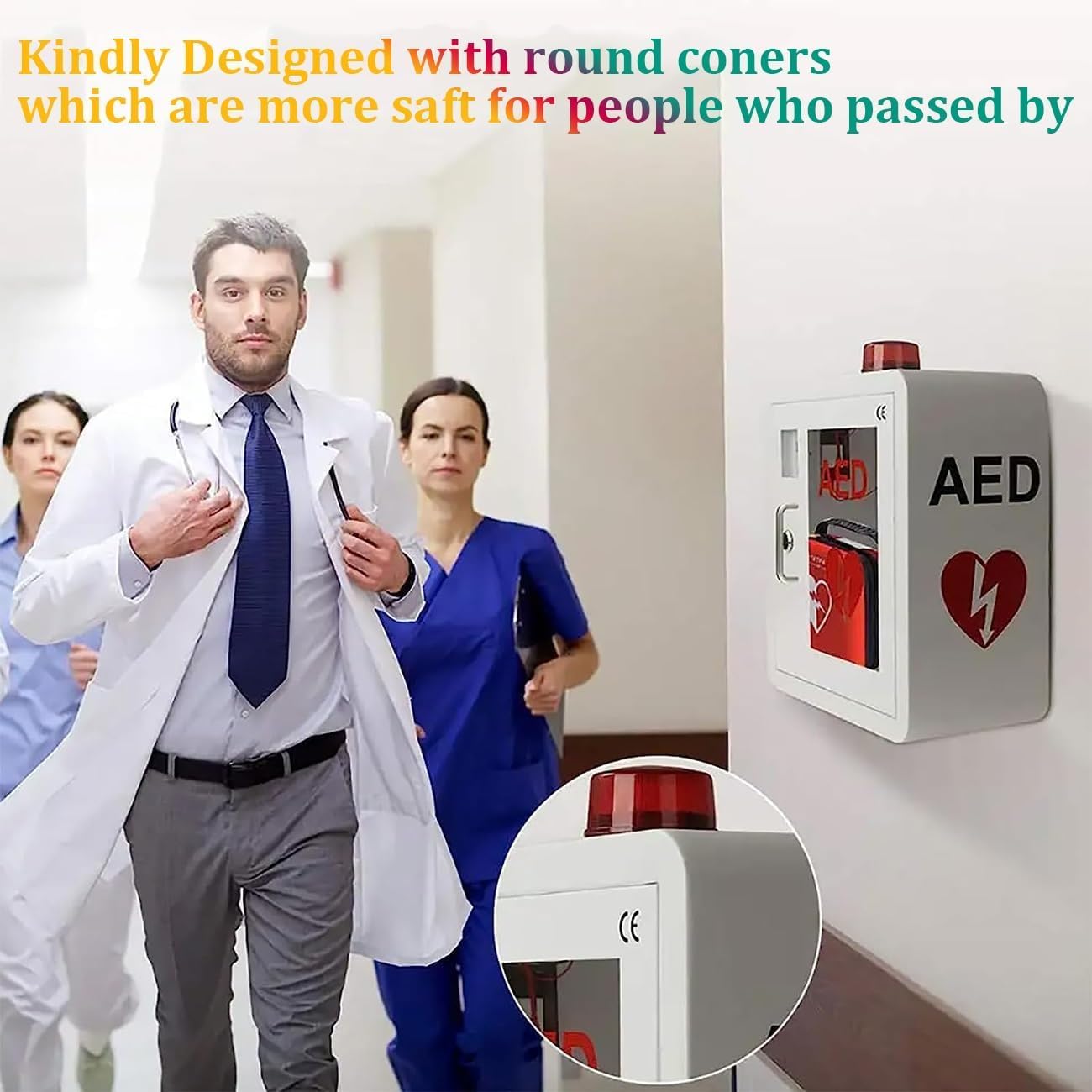 AED-Defibrillator-Schrank, Erste-Hilfe-AED-Defibrillator-Wandaufbewahrungsschrank, Erste-Hilfe-Schrank, Trennwandposition einstellbar