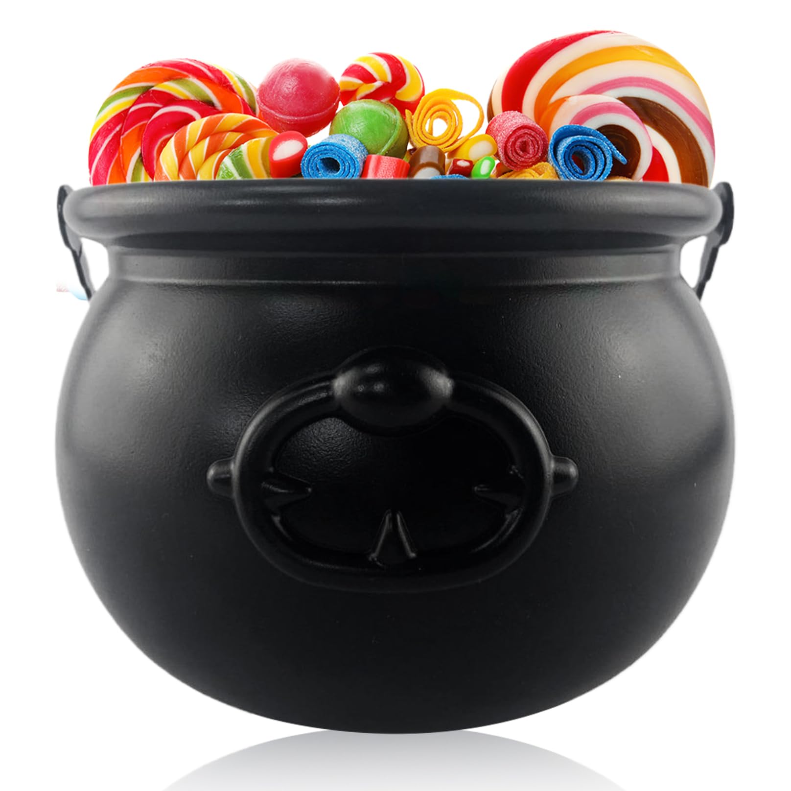 Perodlly Cauldron 7.7x5.3in Witches Cauldron Halloween Candy Bowl Plastic Pot with Handle Trick or Treat Party Supplies Halloween Decorations..