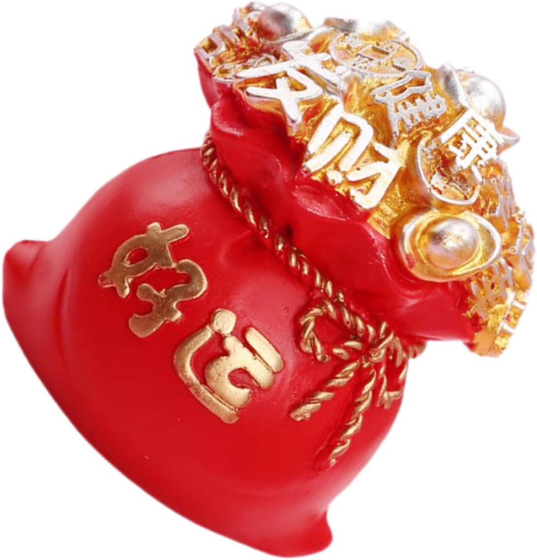 SOLUSTRE Creative Resin Money Bag Decor Adorable Luck Pouch Figurine for Car Home and Garden Decoration and Strong Blessing Ornament for Friends and Family