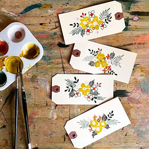 WUWEOT 200 Pack 12 x 6cm Shipping Tags with String, Blank Paper Tags with Reinforced Hole, for Arts & Craft, Luggage Label, Weddings, Valentines & Birthday, Manila