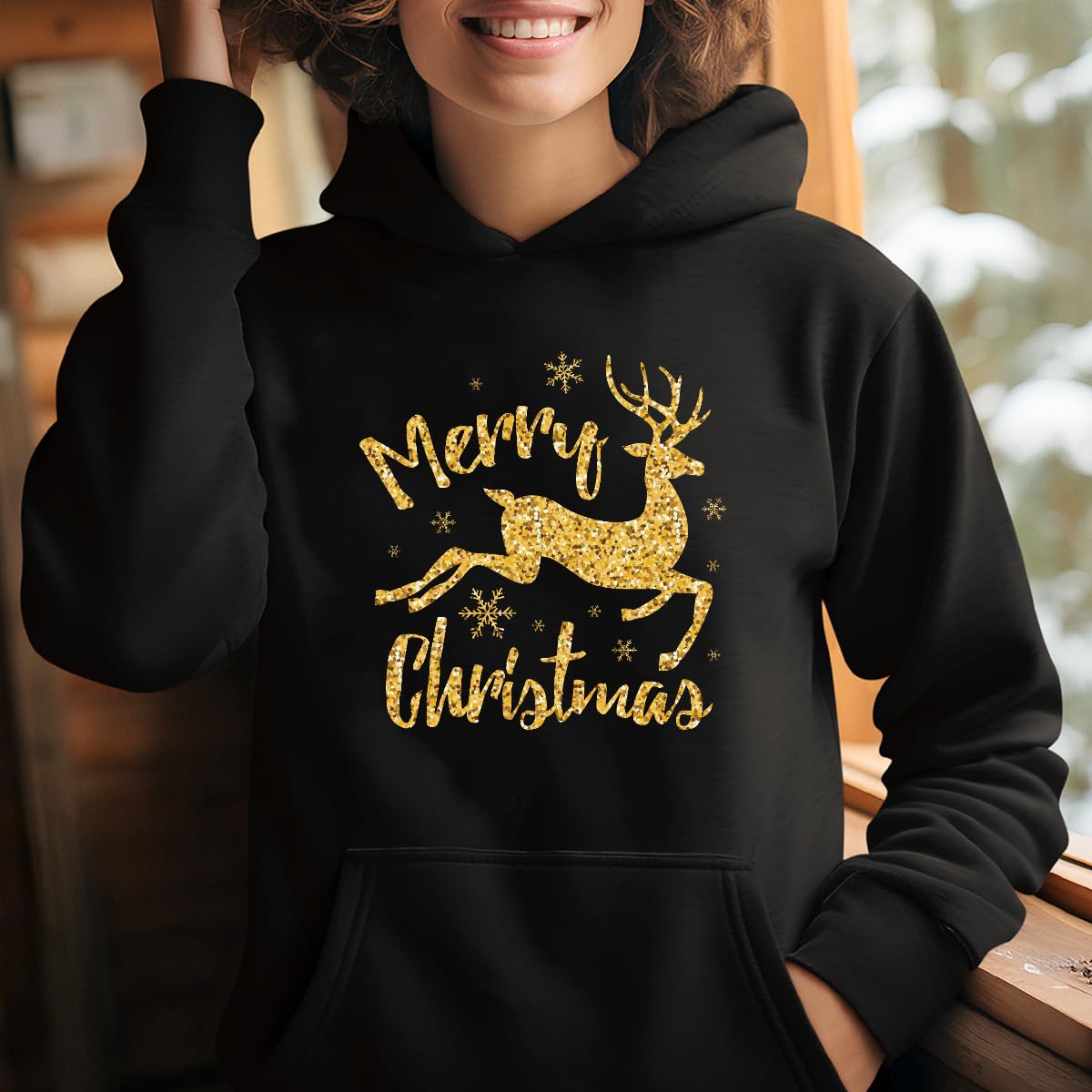 Merry Christmas - Maglione natalizio con renna di Natale