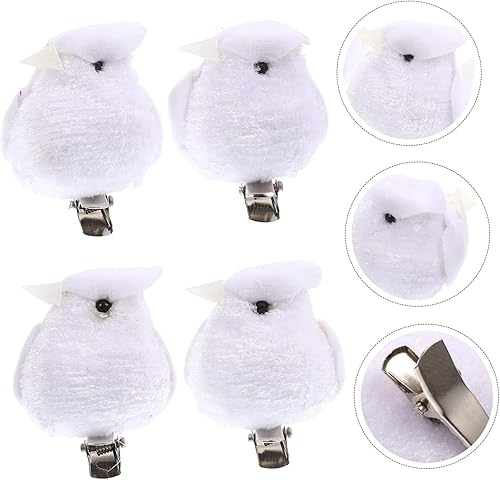 Miniatura 4 de COOPHYA Pájaros falsos 4 piezas de simulación de espuma para manualidades, paloma blanca, pájaro de jardín falso, pájaros artificiales, cardenales,