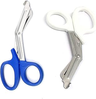 2 PCS (White & Blue) Paramedic Utility Bandage Trauma EMT EMS Shears Scissors 7.25 INCH Stainless Steel (PC Brand)
