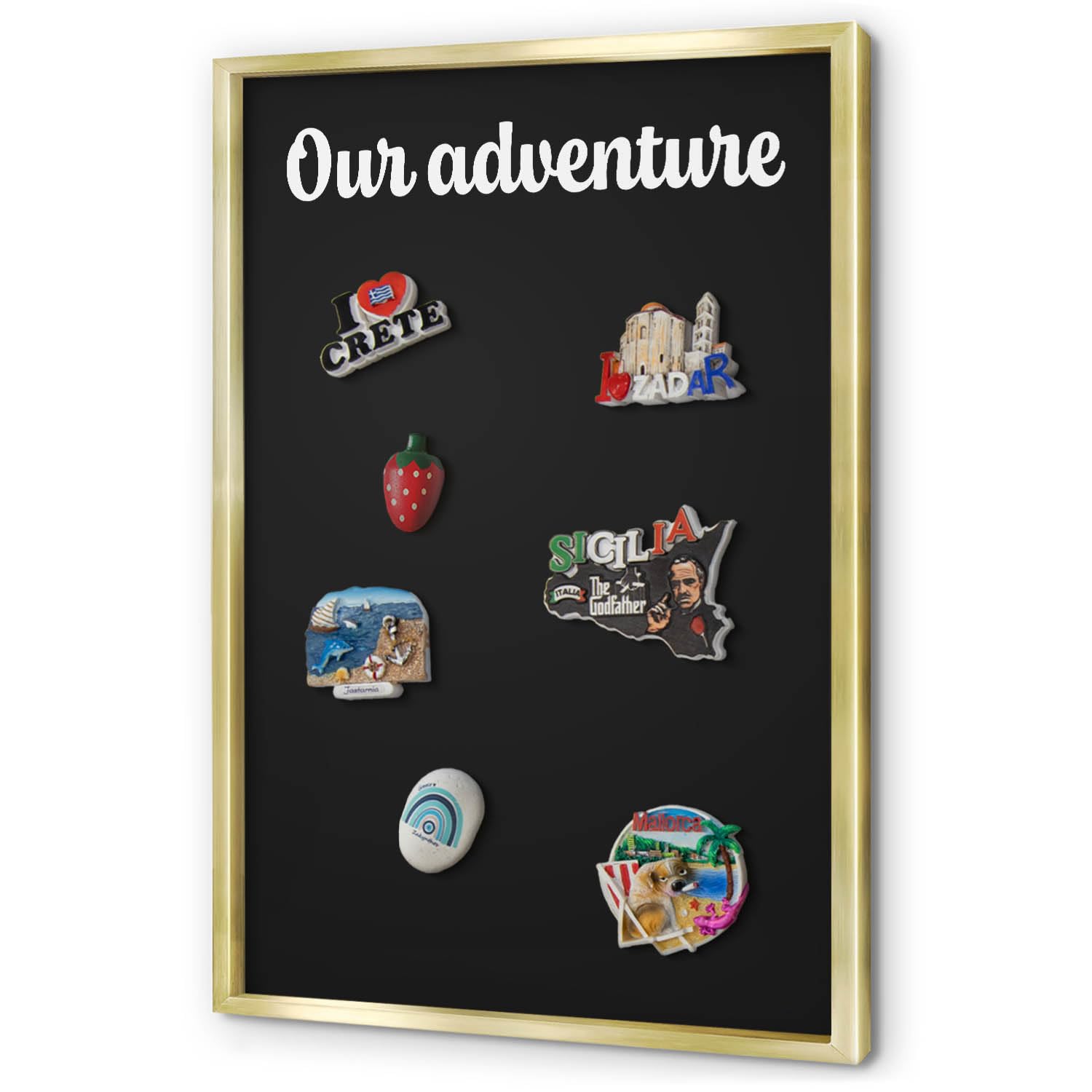 Explorer Magnetic Board 40x60 cm | Gold Frame | Our Adventure