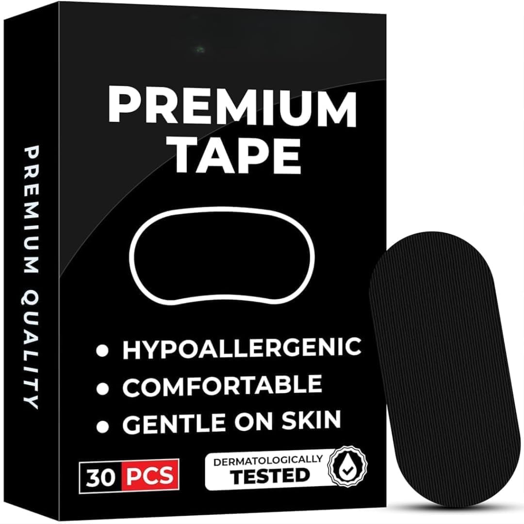 Mouth Tape 30 Pcs for Sleeping Adults – Anti Snoring Sleep Strips, Mouth Breathing Stopper for Nose Breathing & Better Sleep | Hypoallergenic Adhesive, Comfortable Fit | Black Sleep Mouth Tape (Pack of 30)-image-5