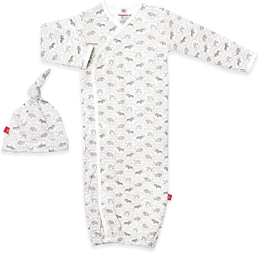 Magnetic Me Organic Cotton Newborn Sleeper Gown & Hat Set | Super Soft Organic Cotton Fabric Sleep Sack