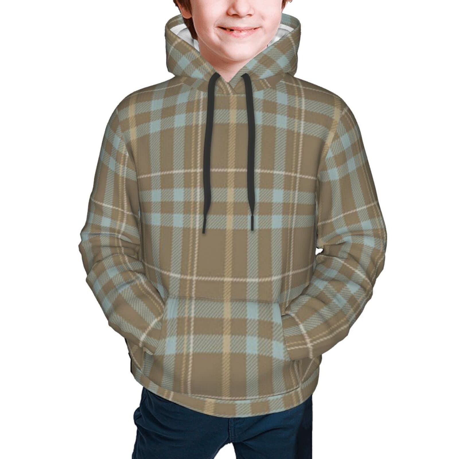 Kids Gray Blue Stripes Hoodies Pullover 3d Sweatshirt For Youth Boys Girls