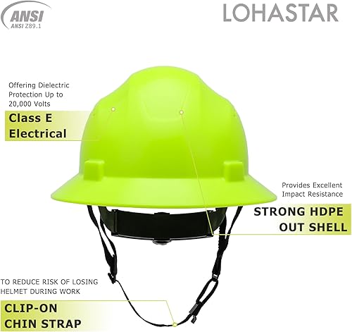 Miniatura 4 de LOHASTAR Casco de seguridad de ala completa ANSI Z89.1, aprobado por la OSHA, cascos de construcción para hombres y mujeres, adultos, cascos de