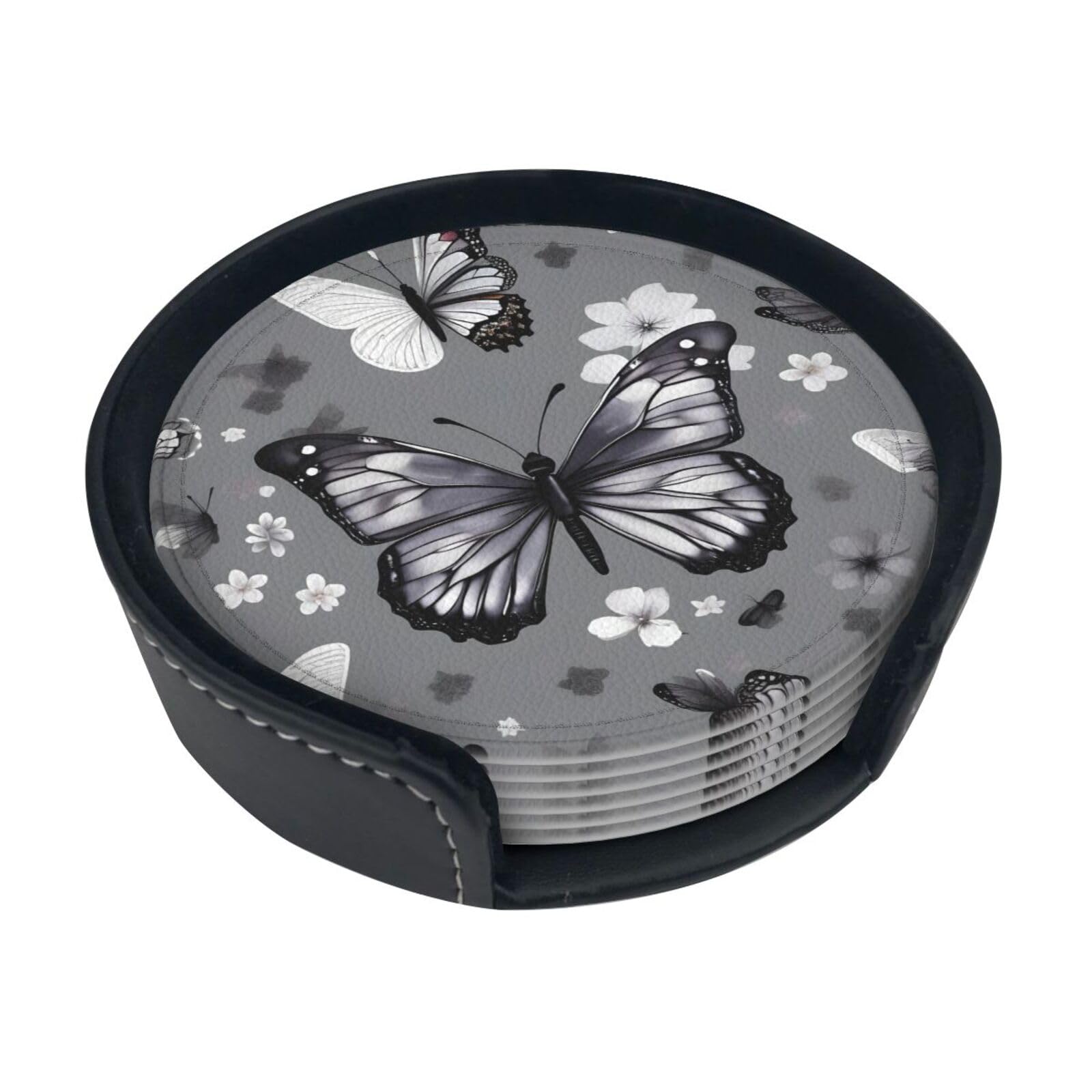 Dessous de verre papillon gris sarcelle anti-taches pour protéger vos tables