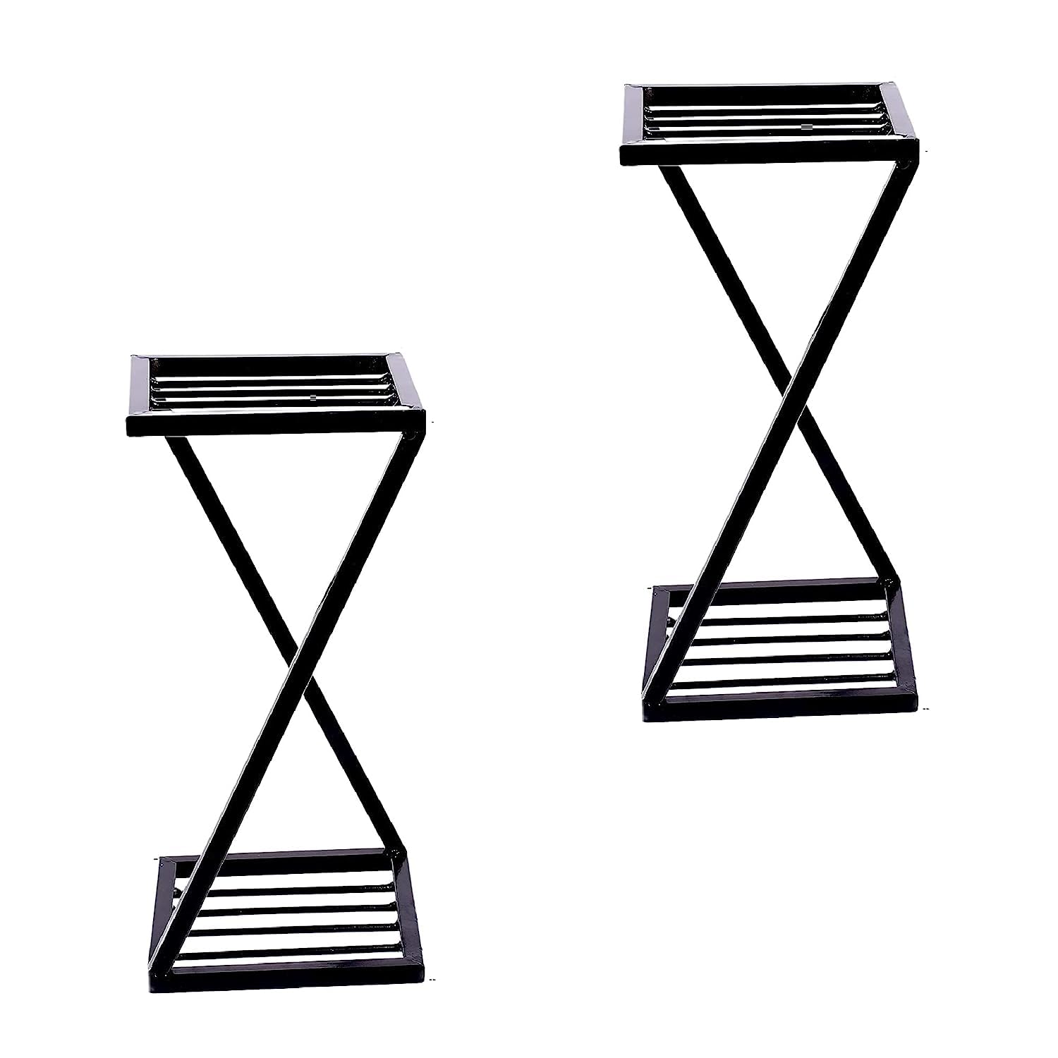 N.A Supplier Metal Stylish New Z Shape X Shape Metal Planters Stand| Black Stand Strong Legs Perfect Stand for Planter Indoor and Outdoor (40 CM Stand) Set of 2