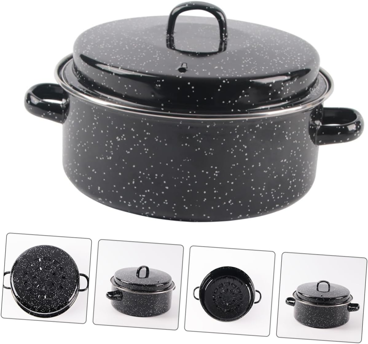Enameled Roasting Pot Lid Multi-function Cooking Pot for Barbecue and Baked Sweet Potatoes for Meals Non-stick Enamel Design Kitchen Helper