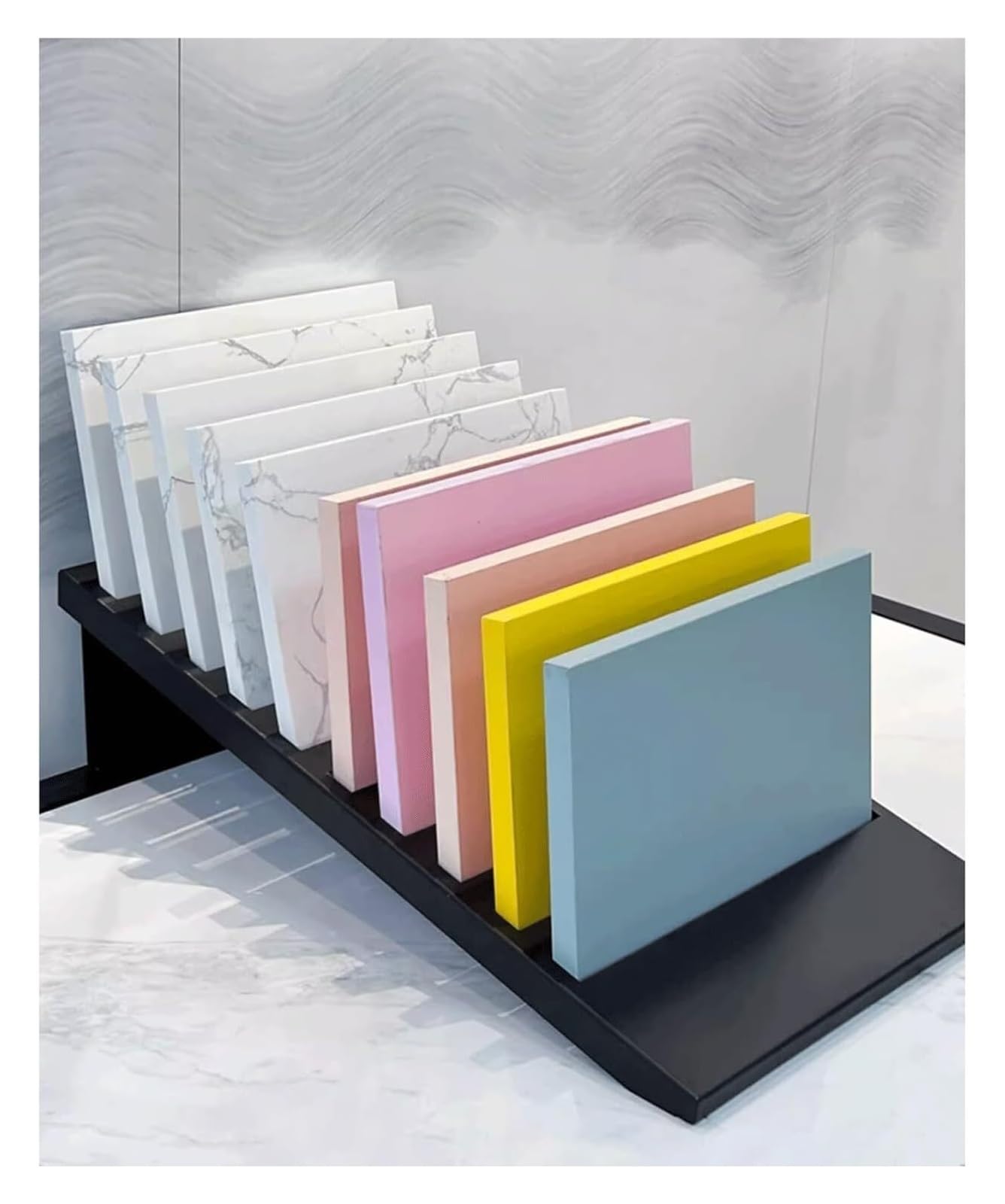 Stojak na płytki, metalowy marmurowy organizer na próbki płytek podłogowych, półka na próbki płytek porcelanowych na biurko i płyty kamienne