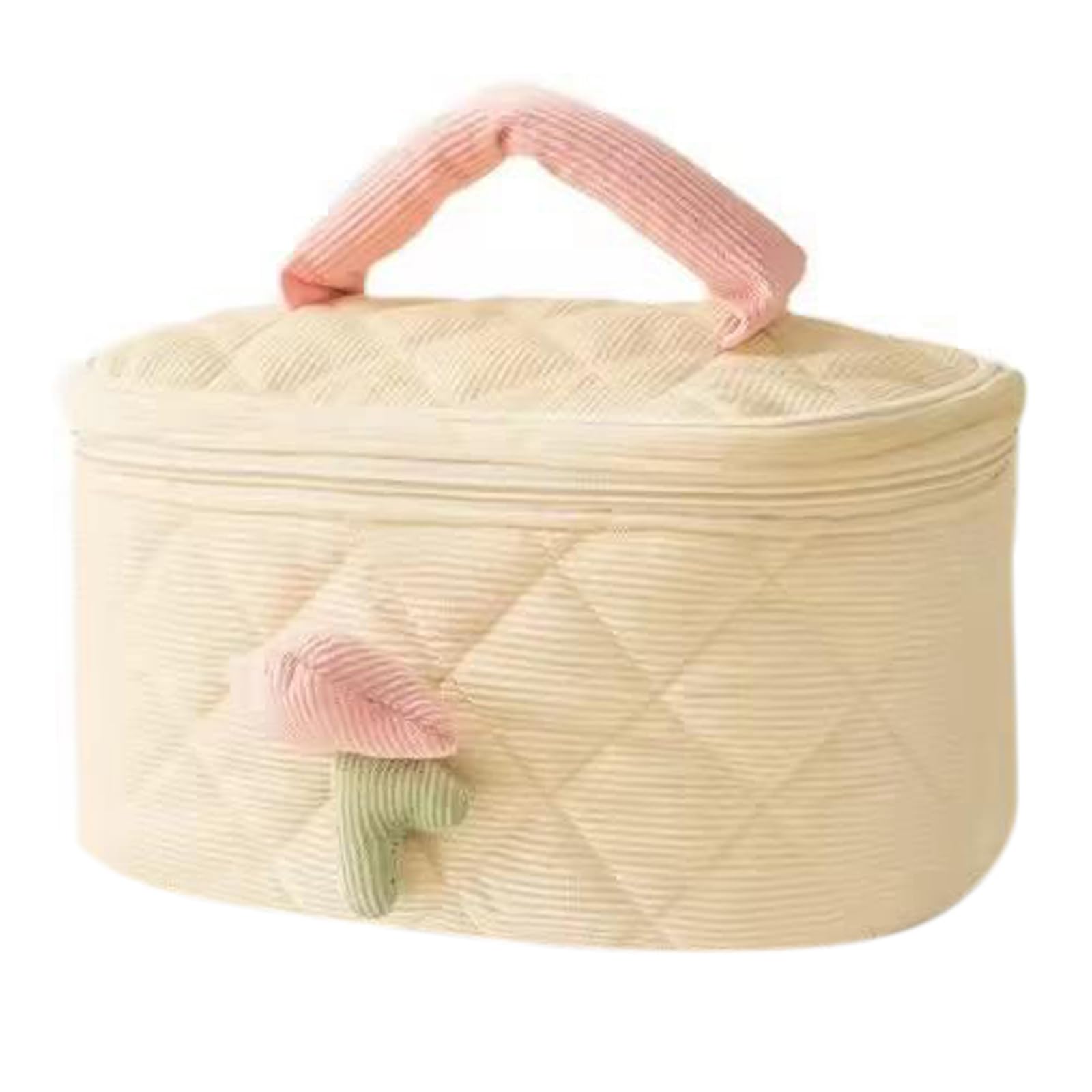 Large Capacity Make up Bags, Cosmetic Bags for Women, Toiletry Bags for Women, Puffy Quilted Candy Style Organizer Bag (Off White Candy)-image-28