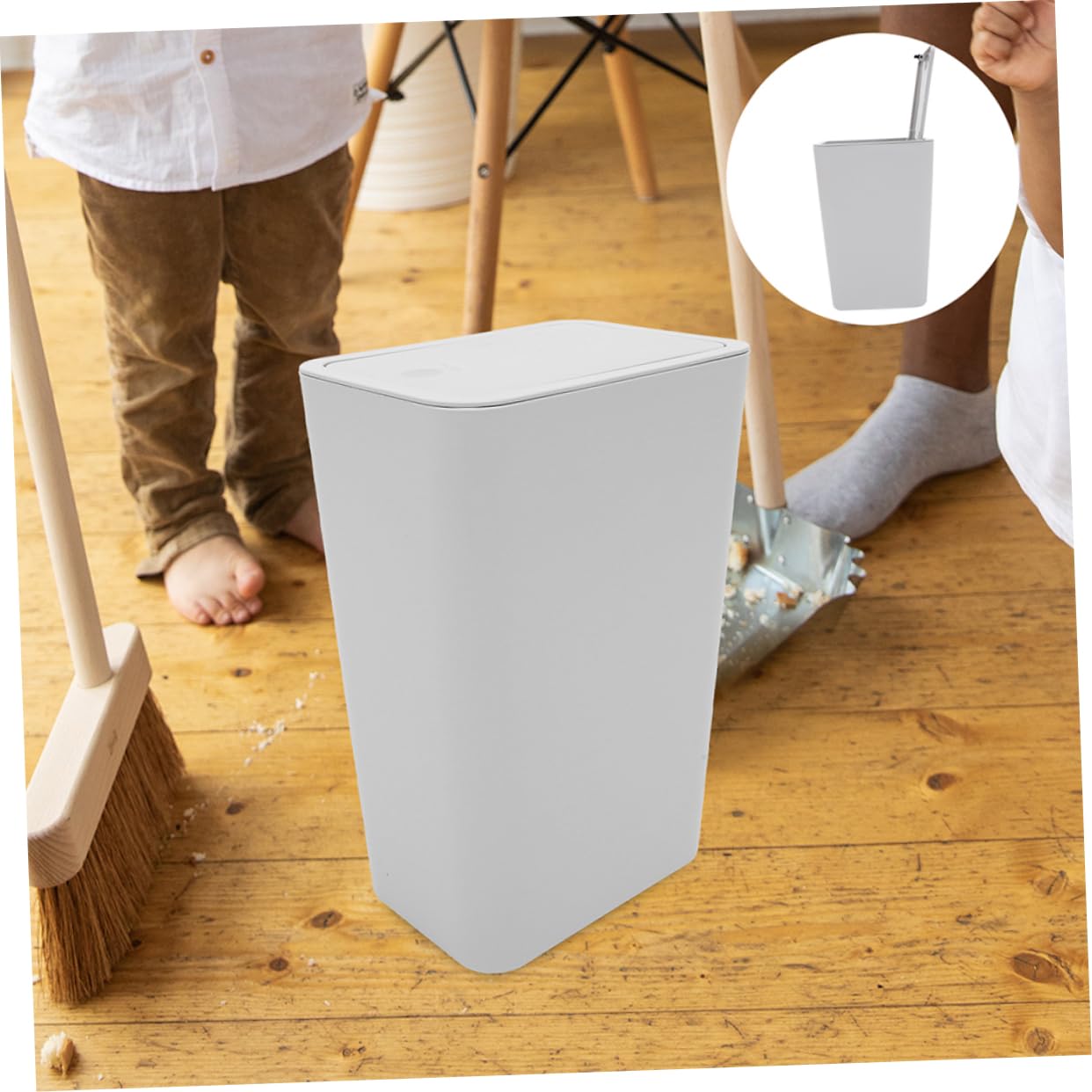 DECHOUS Pattumiera Con Coperchio Pressione Cestino Piccolo in Resistente e Pratico Per Cucina Bagno e Camera Da Letto