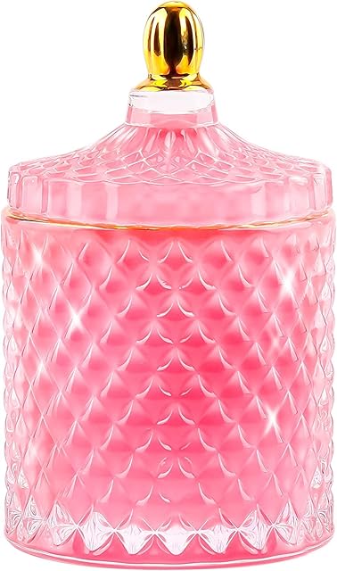 ALAMHI Jewelry Glass Box for Women Purple Trinket Organizer Glass Box Cute Makeup Organizer Gift Box for Earrings,Rings,Bracelet Organizer Home Decor (Diameter: 8.6CM)