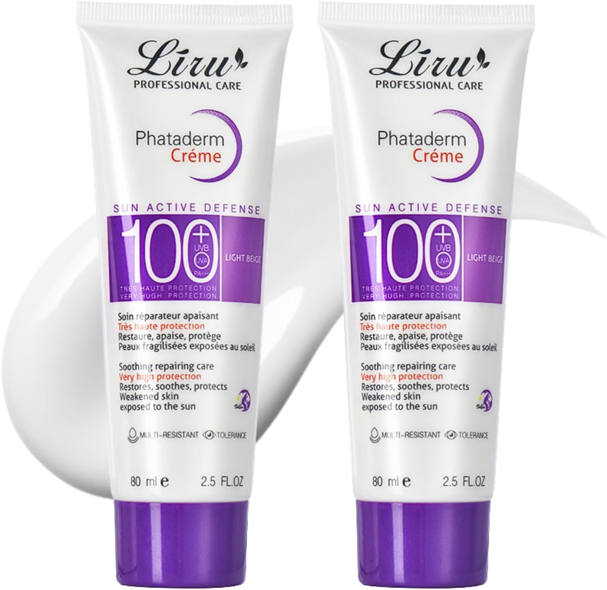 Sunscreen SPF 100+, Sun Cream SPF 100 PA+++, Ultra Light UV Protetion Face Sunscreen, Very High Protection Suncream Factor 100 (2 Pcs)