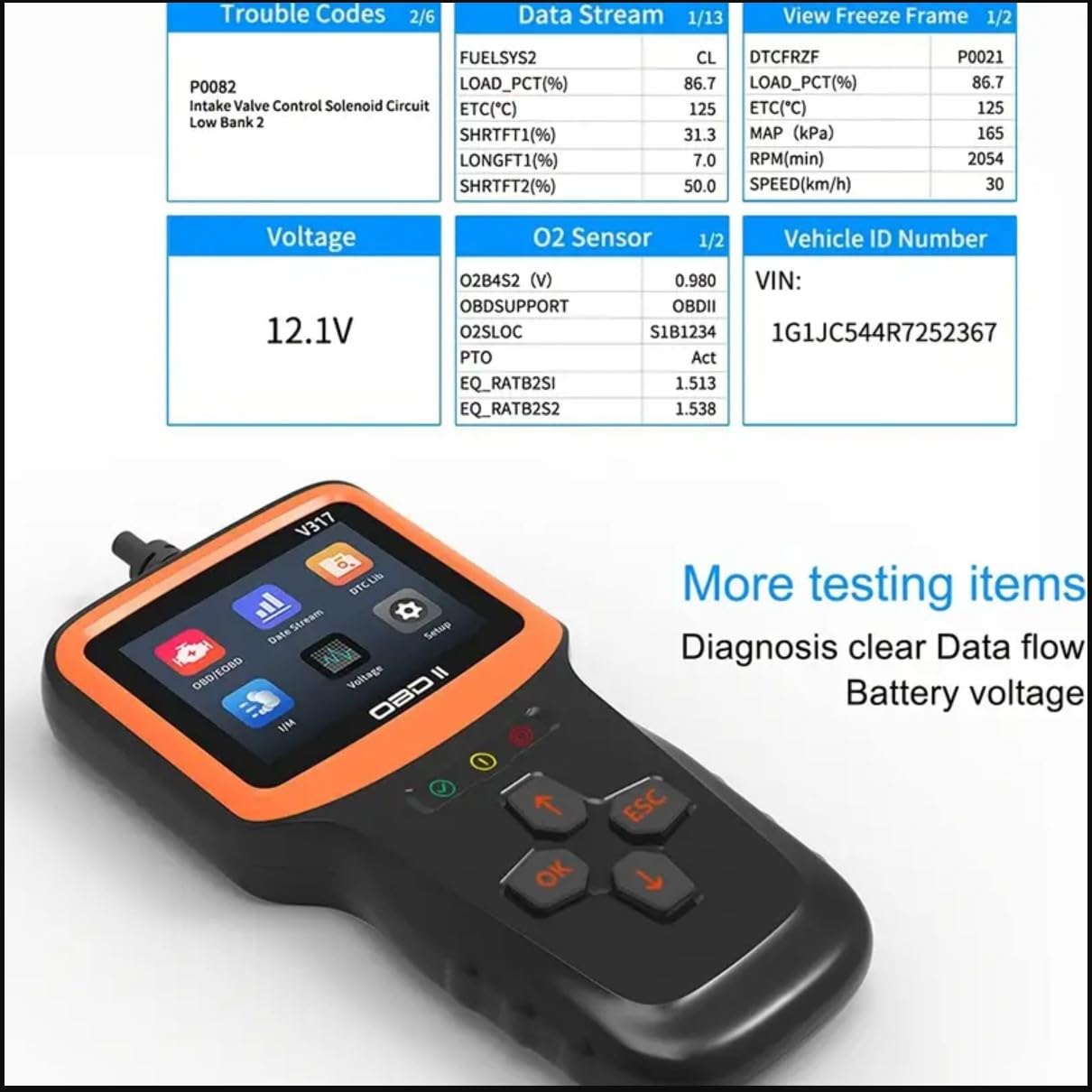 Outzone V520 OBD2 Car Diagnostic Scanner - 2024 Upgrade With Cloud Print & 10 Language Support