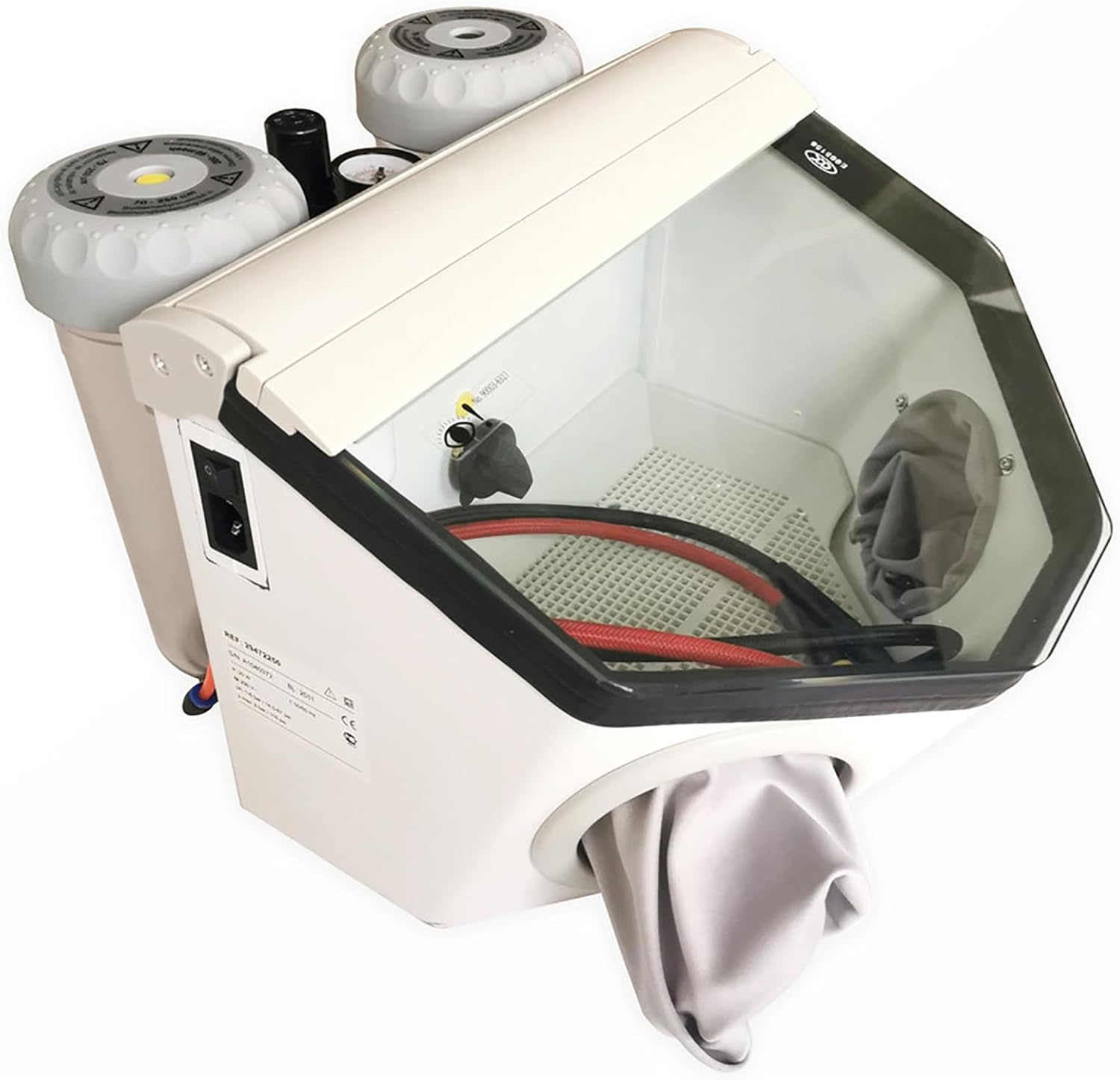 Double-Pen Fine Sand Blasting Machine, Lab Sandblaster, Sandblasting Equipment with Led and Glass Window, with Pressure Regulator, for Surface Treatment of Materials