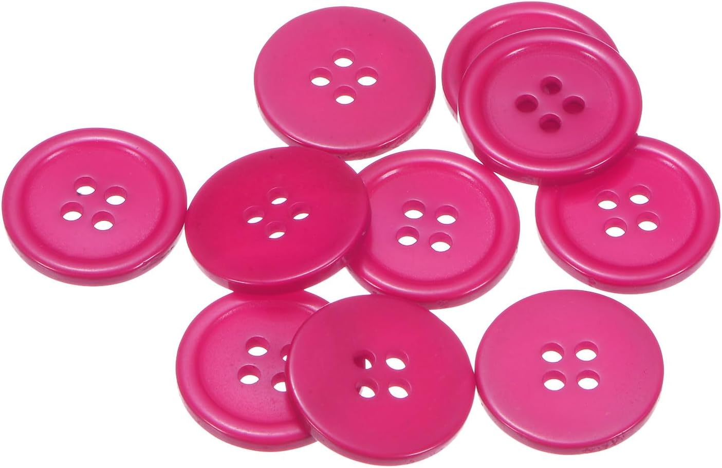 sourcing map 10pcs 32L Sewing Buttons 4/5" Resin Round Flat 4-Hole Craft Buttons, Dark Pink