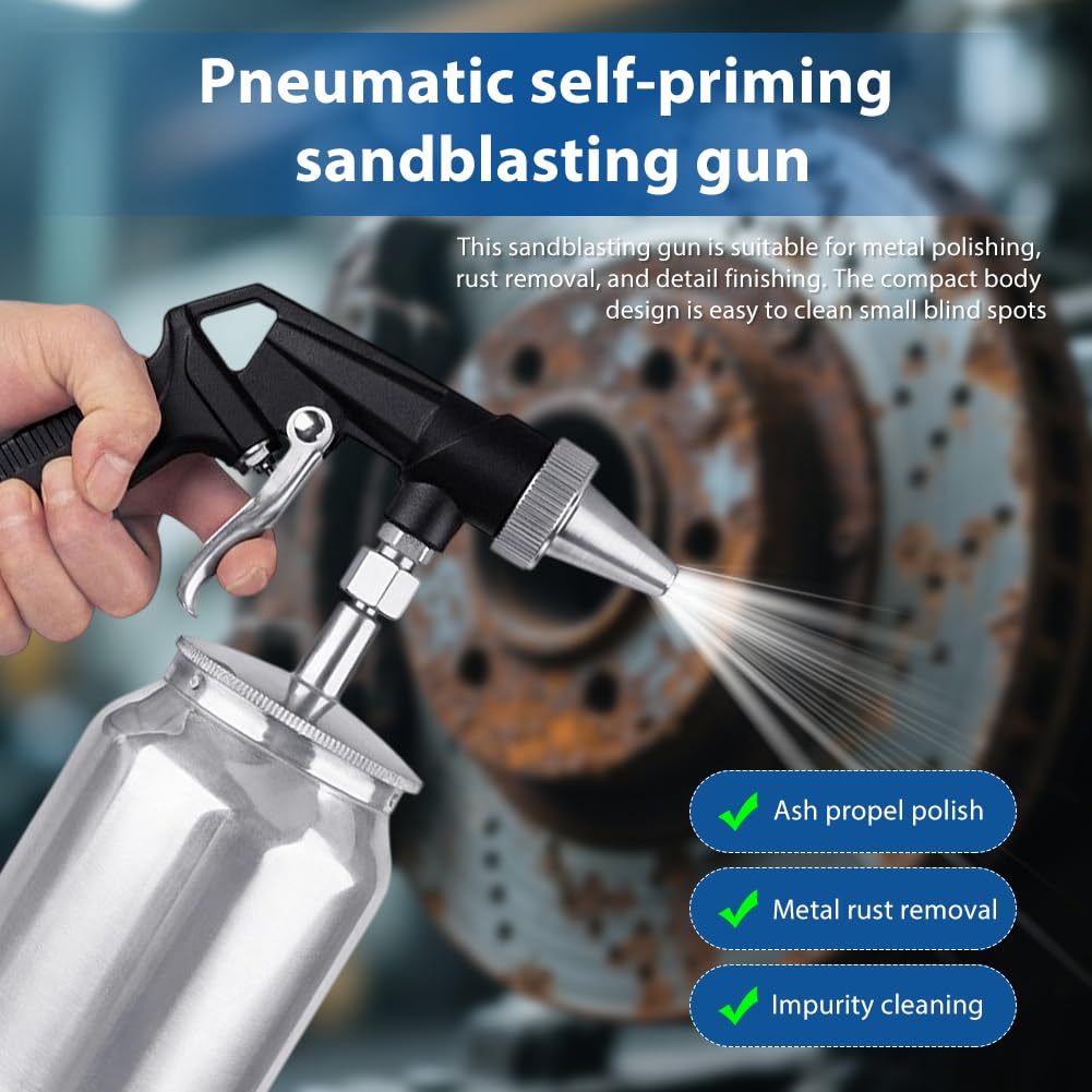 Pistola per sabbiatura ad aria compressa 6,2 bar Sandblaster 1000 Cc capacità vaso in alluminio portatile