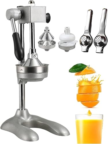 Exprimidor de cítricos de hierro fundido, exprimidor de encimera para jugo de naranja fresco, incluye 2 moldes y 2 exprimidores pequeños, exprimidor