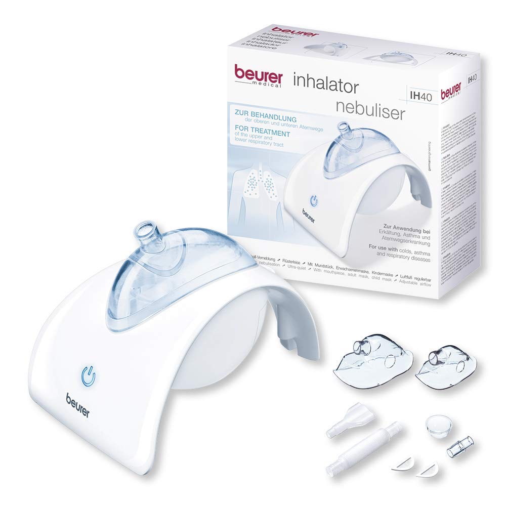 Beurer IH40 Inhalador eléctrico, color blanco, 20.1 x 14.7 x 14.1 cm, 318 g