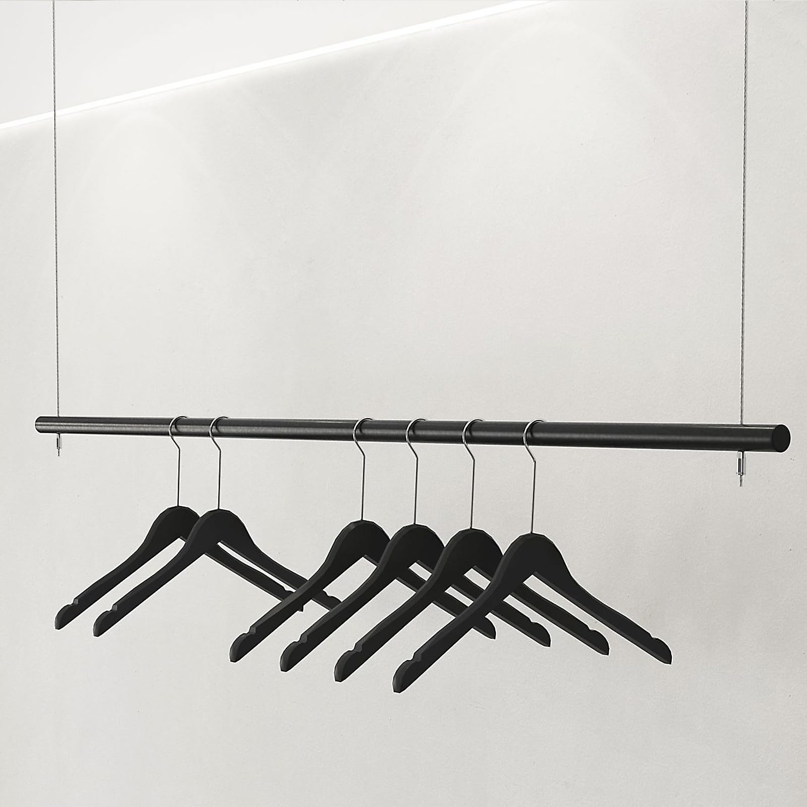 JKJZSALJ Clothes Rail Ceiling Mounted Height Adjustable, Commercial Clothes Rail, Retail Clothing Store Display Rack, Black Shop Window Clothes Hanger,1pcs,100cm